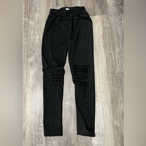 Girls Dark Gray Ripped Leggings